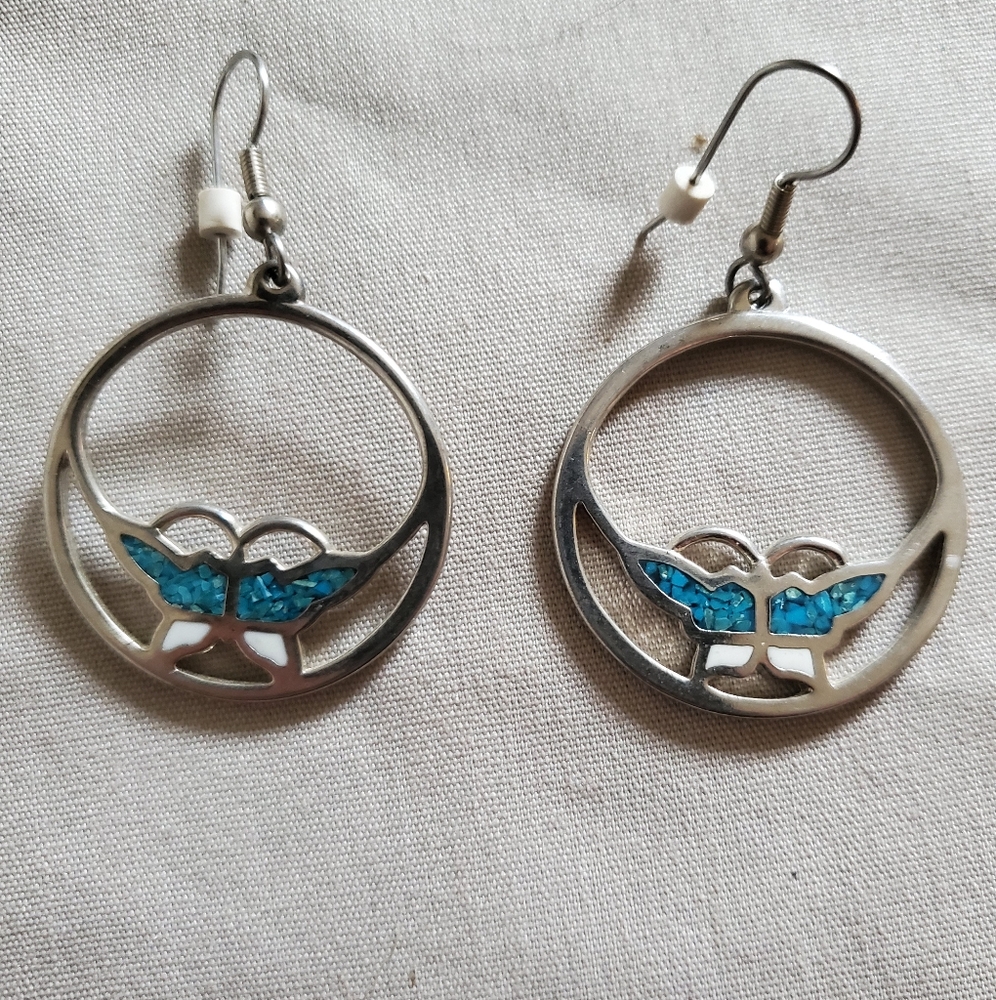 Turquoise stainless steel BUTTERFLY earrings